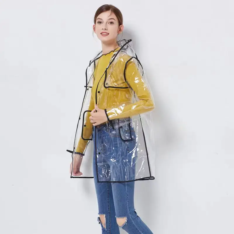 Fashion EVA Transparent Raincoat Outdoor Ladies Rain Coat Jacket