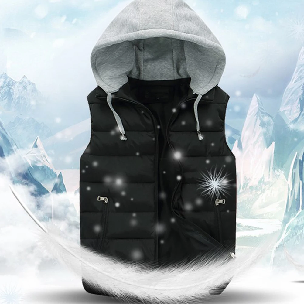 

Waterproof Sleeveless Jacket Vest for Men Hooded Waistcoat Cold Prevention Gear Black/Red/Grey/Dark blue/Orange