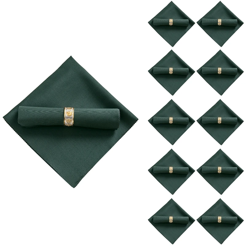 

Promotion! 10Pcs 48X48cm Polyester Cloth Napkins For Restaurant Wedding Banquet Dinner Party