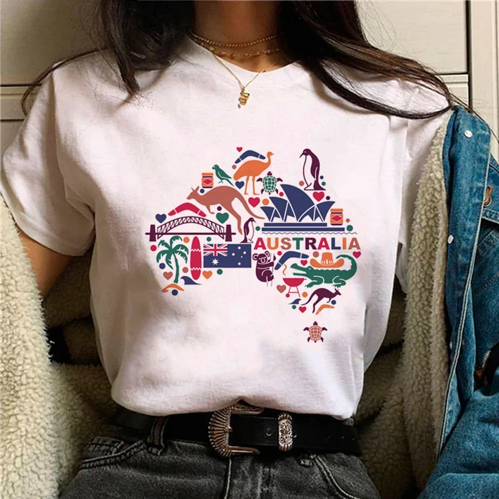 Australia t-shirts women designer manga streetwear t-shirts female 2000s Japanese clothing women's fun casual tops 2