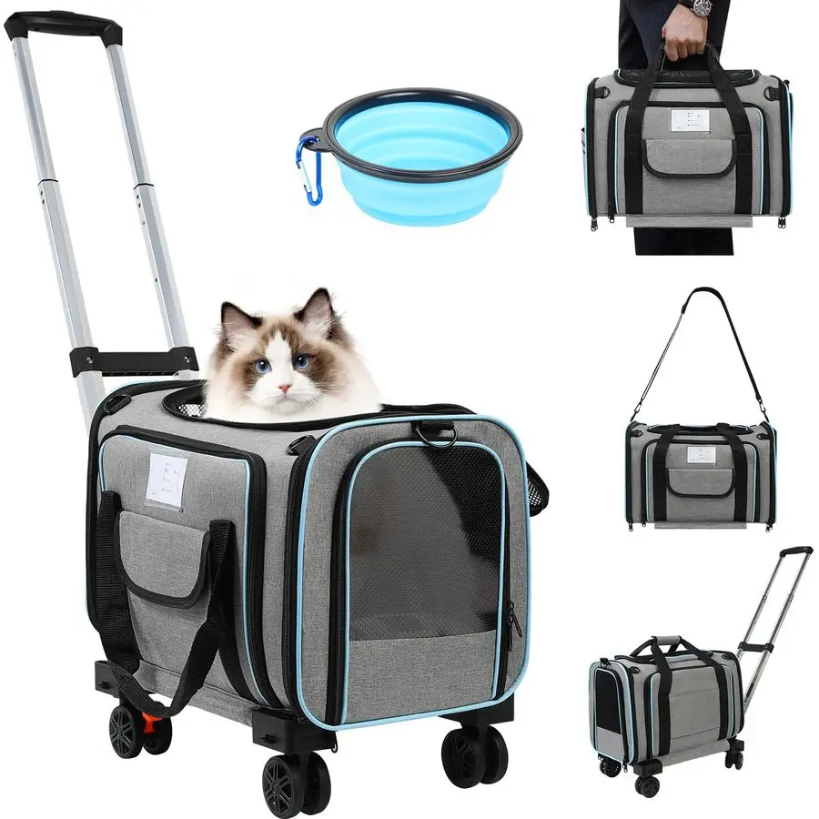 Airline-Approved Expandable Pet Carrier with Wheels – TSA-Approved Cat & Dog Travel Carrier
