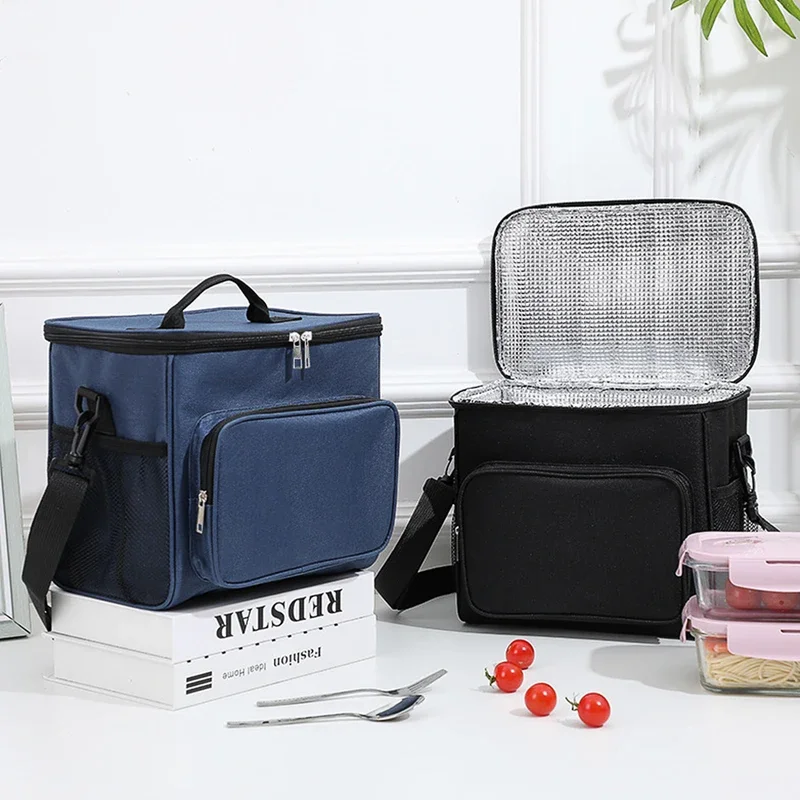 Portable lunch bag food thermal box durable waterproof office cooler lunchbox with adjustable shoulder strap insulated case. ZMT