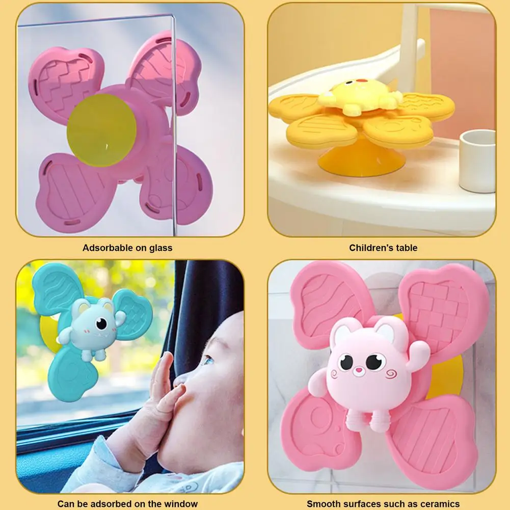 1pc Baby Bath Toys Funny Bathing Sucker Spinner Suction Cup Cartoon Rattles Fidget Educational Toys For Children Boys Gift 6