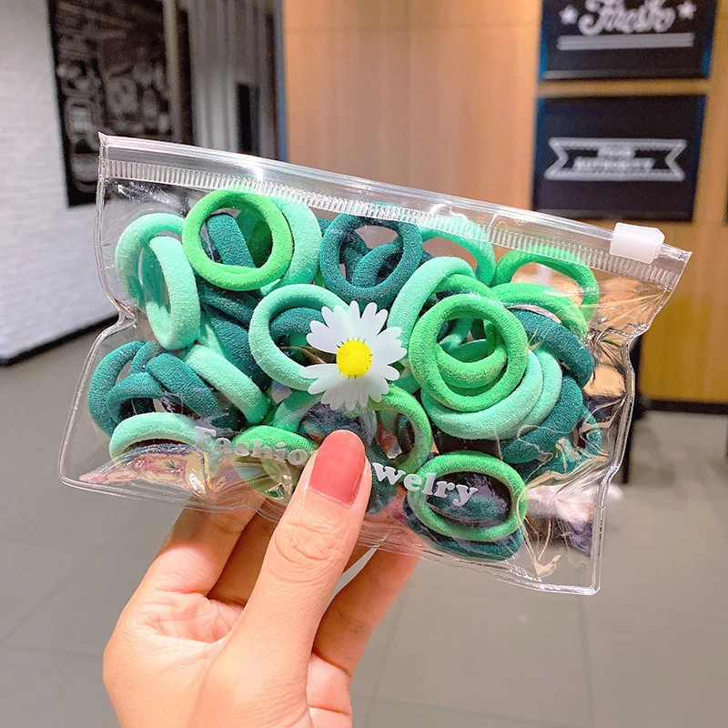 50 teile/satz Mädchen bunte Nylon kleine elastische Haar bänder Kinder Pferdes chwanz Halter Scrunchie Stirnband Frauen Kinder Haarschmuck – Detail 7