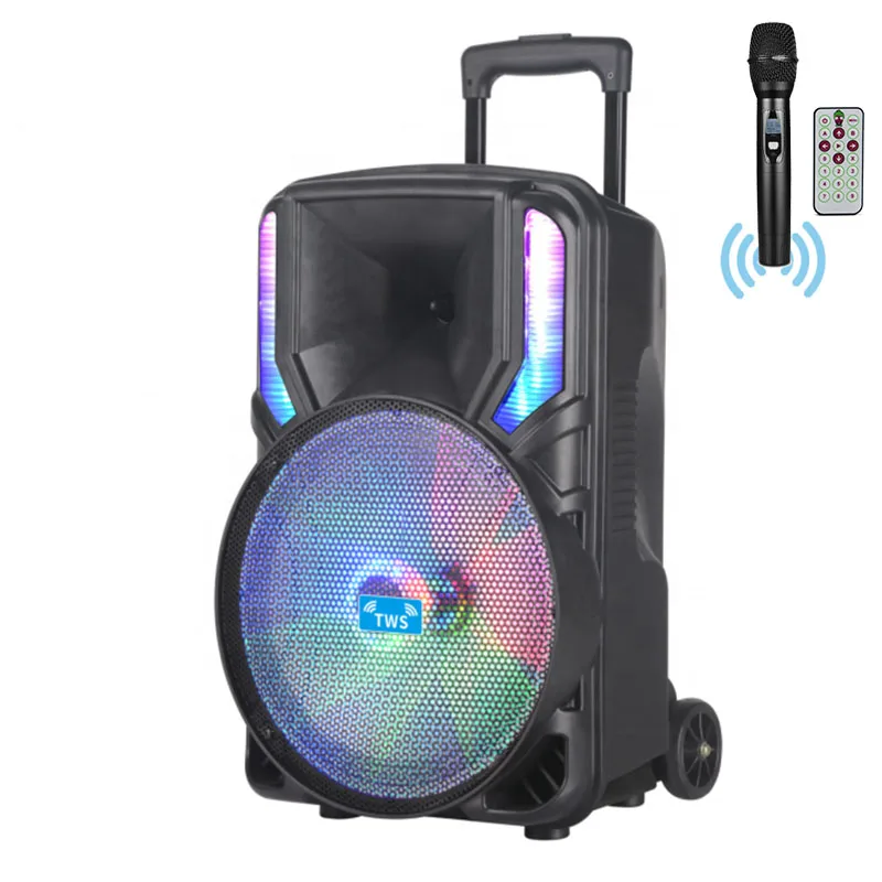 

Foreign Trade Spot Audio Amplifiers High-power Trolley Portable Speaker 15 Inch Trolley Outdoor Bluetooth Speaker With LED Light