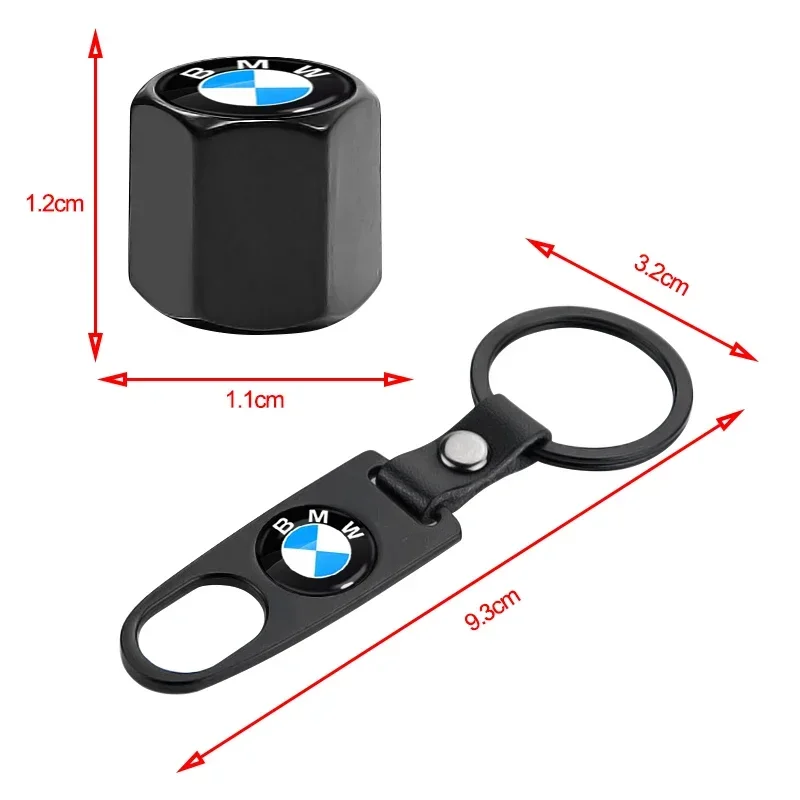 BMW E36 E46 E90 E60 E39 F30 F10 F20 E70 E53 G30 E91 악세사리용 키체인 키링 배지가 있는 자동차 휠 타이어 밸브 스템 캡