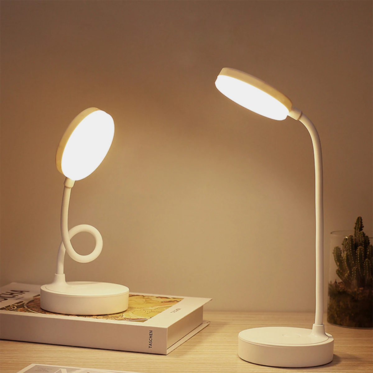 LED Portable Dimmable Table Lamp USB Plug Battery Powered Desk Lamp Bedroom Reading Night Light Eye Protection LED Bedside Lamp 4