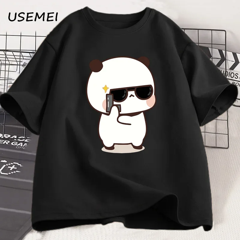 Bubu Dudu Matching Couple T-Shirt - Cute Bear and Panda Design, Cotton Valentine's Gift