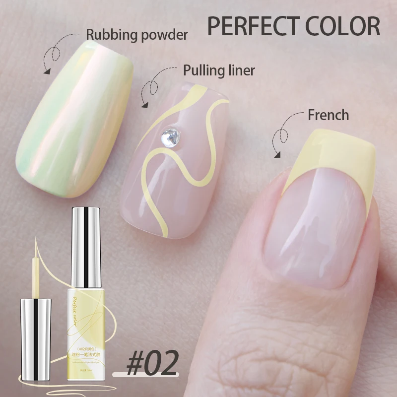 PERFECT COLOR Gel Liner Art Polish, 18 Farben 10ml Weiß Schwarz, Professioneller Nagellack, UV-LED-härtend, für French Tips DIY Heim- und Salonanwendung – Detail 8