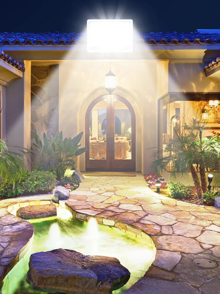 Description Picture 2 of item2000W 2head Solar Lights Outdoor Garden LED Refletor Garden Buildings Sunlight Waterproof Lamp Spotlight Emergency Wall Light