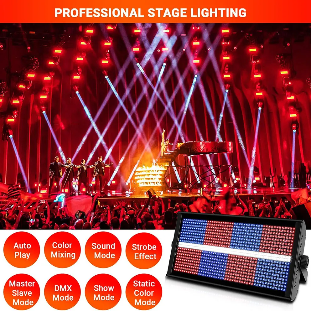 960LED RGBW Strobe Lights 4PCS DJ Disco Lights 8+8 Segments Audience Wedding Stage Lights Club Party Holiday Ambient Lights