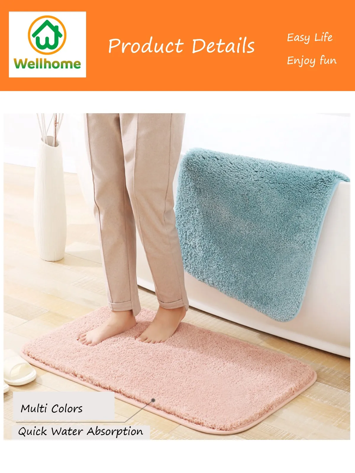 Microfiber Bathroom Comfortable Bathmat Anti Slip Carpet Bathtub Living Stairs Foot Floor Door