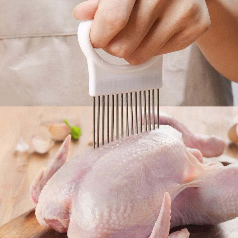 Stainless Steel Onion Needle Fork Pine Meat Needle Vegetable Fruit Slicer Tomato Cutter Cutting Holder Kitchen Accessorie Tool vegetable slicer,fruit slicer,onion slicer holder,onion slicer,food slicer