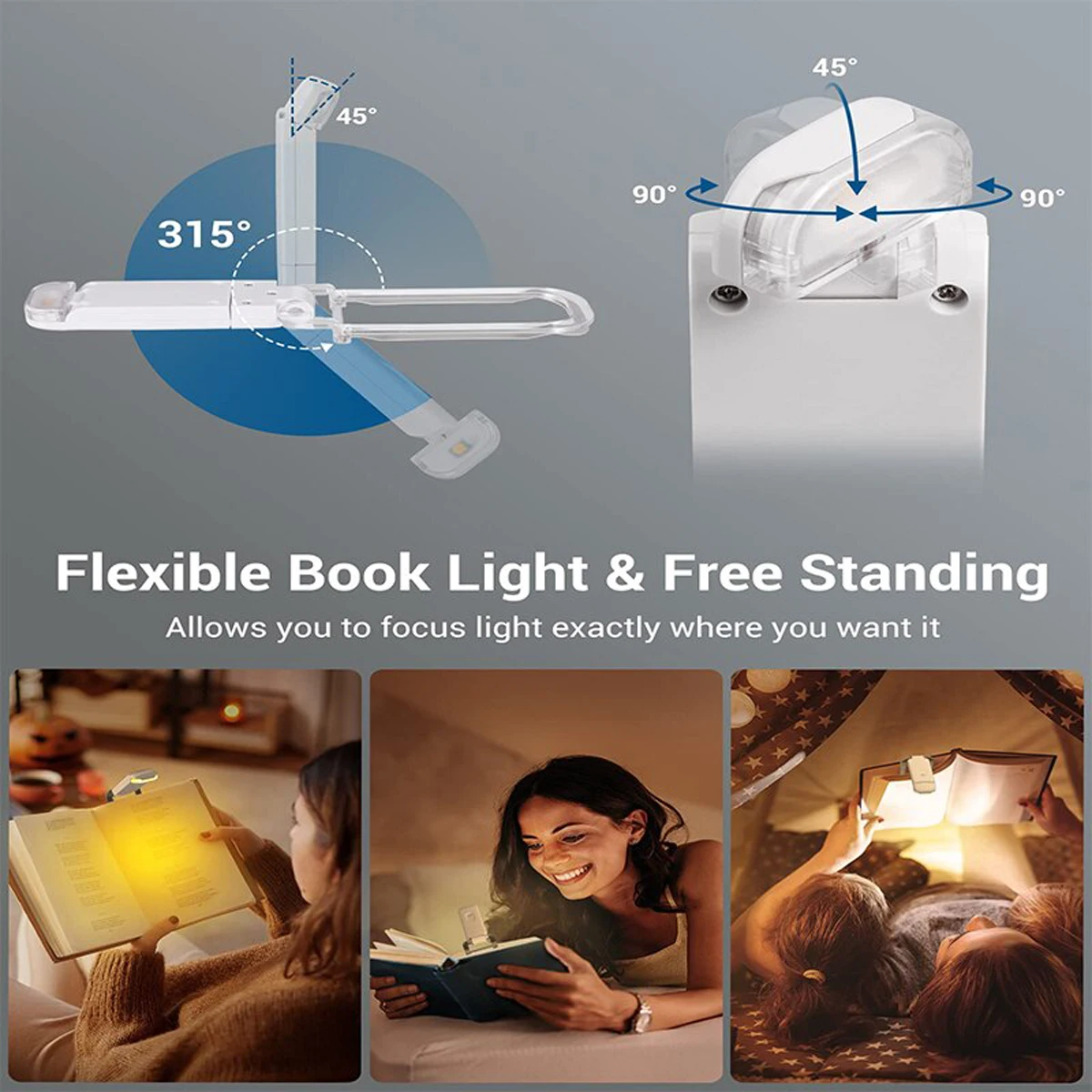 LED Light Mini Light Reading Clip Light LED Small Night USB Charging Adjustable Brightness Eye Protection Portable Night Light Book Light Mini Night Light Mini Led Light