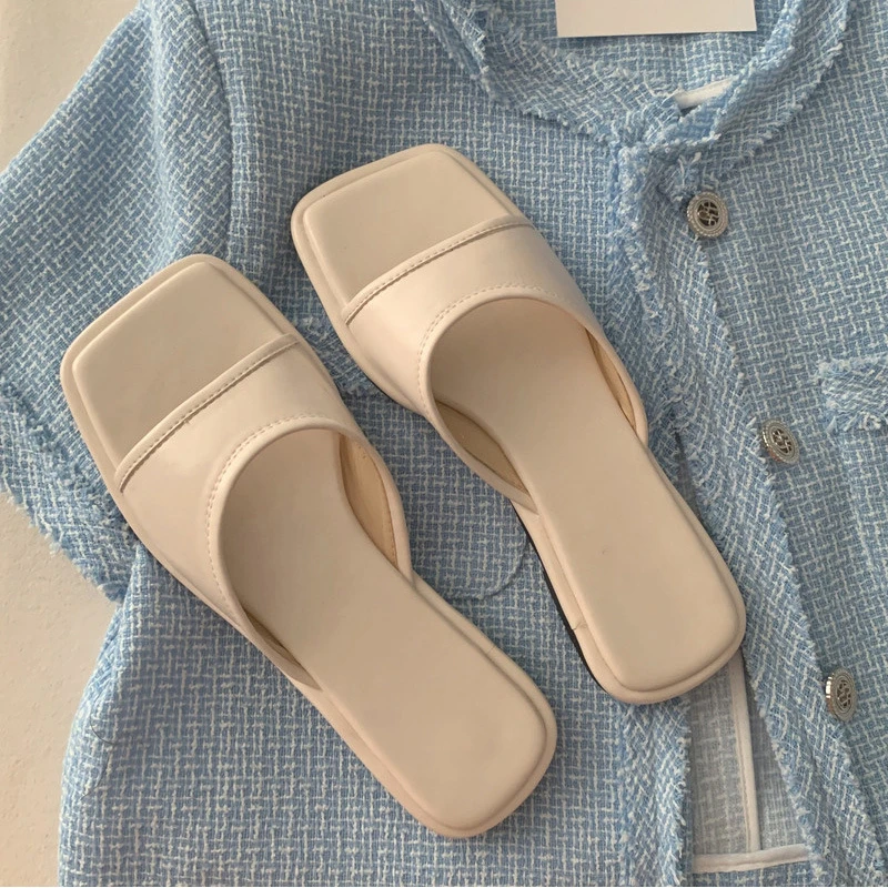 

2023 Summer Open Toe Women Slippers Fashion Slip On Outdoor Soft Sole Flats Heel Lalides High Quality Beach Vacation Sandalias