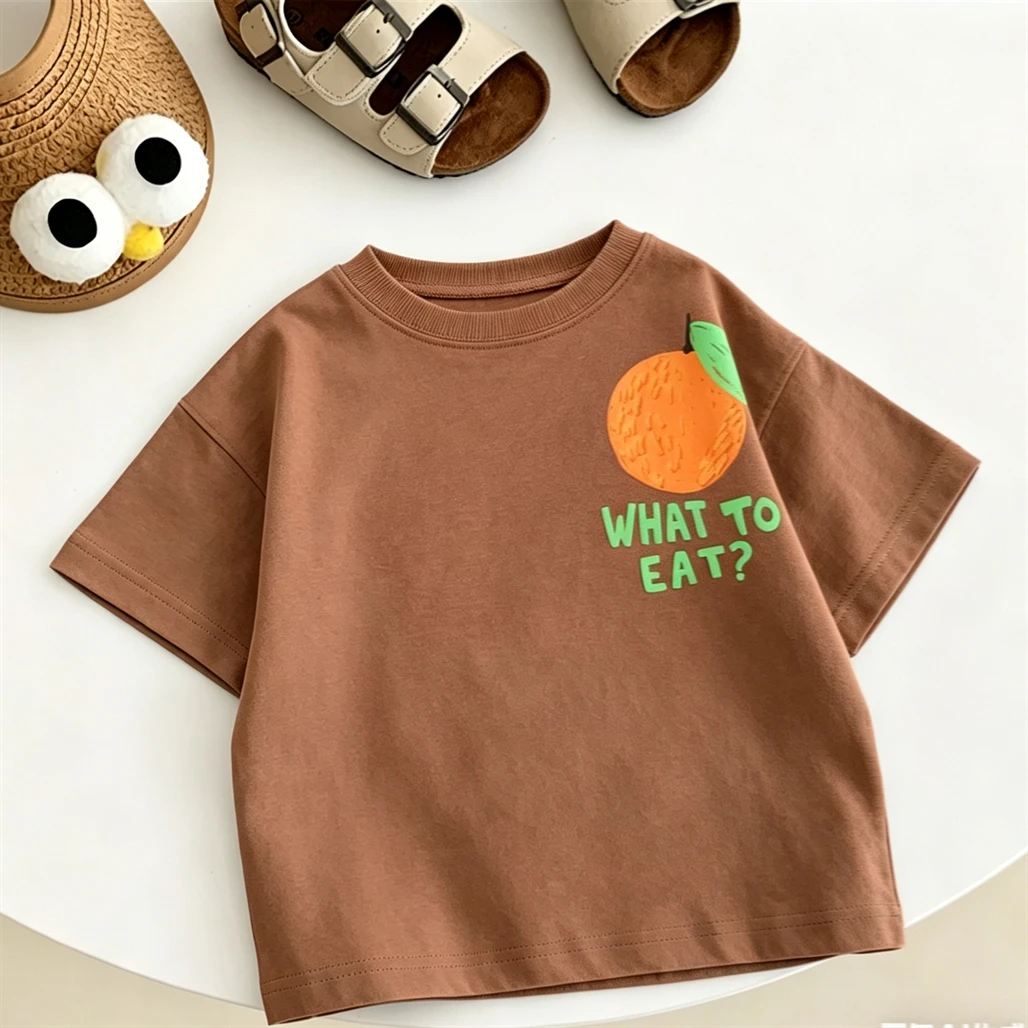 1-7Age Child Lovely Tshirt Printing Tops Summer Clothes Fruit T-shirt Simple All-match Base Shirt Baby Boys Thin Short Sleeve 3
