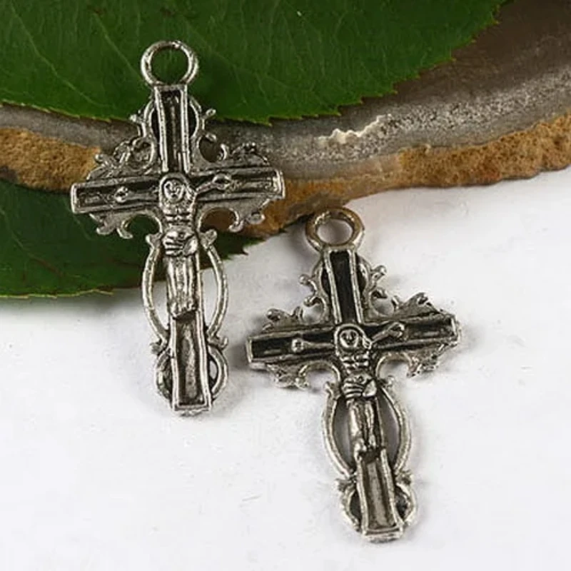 

10pcs 35*19mm Tibetan Silver Crucifix Charms H2833 Charms for Jewelry Making