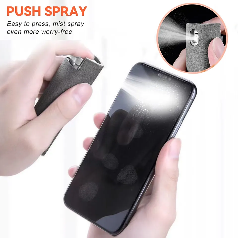 2 in 1 Screen Cleaner Spray for Mobile Phone PC Tablet Ipad Screen Dust Remover Microfiber Wiper Cloth Polish Cleaning Tools