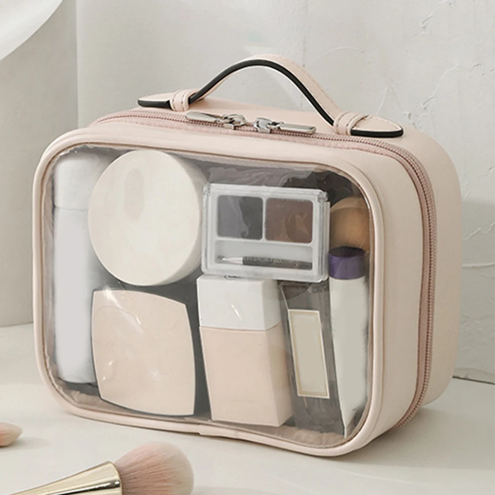 CALPAK Large Clear Cosmetics Case in Stone