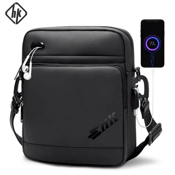HcanKcan Casual Men's Shoulder Bag 11" Ipad Waterproof Man Phone Crossbody Bag Luxury Outdoor Travel USB charging Messenger Bags