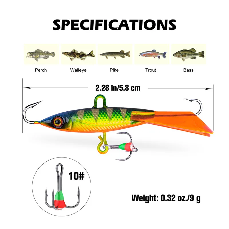 Fishing Lure Carp Fishing Bait Goture 1pc Winter Ice Fishing Lure Balancers 5.8cm 9g Ice Jig Artificial Wobblers Bait for Trout Bass Pike Carp