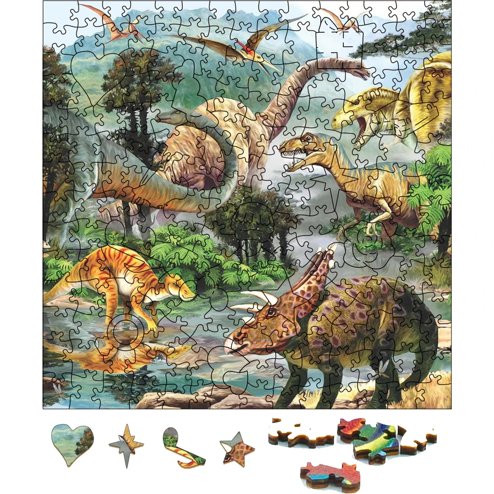 paper 1000 pieces round dinosaur puzzle toy for adults games to play in family difficult puzzles for adults christmas gift p461 Wooden Mystery Dinosaur Valley Jigsaw Puzzle Festival Gifts Toys For Adults Animal Wood Puzzles Holiday Gift Puzzle Toy For Kids