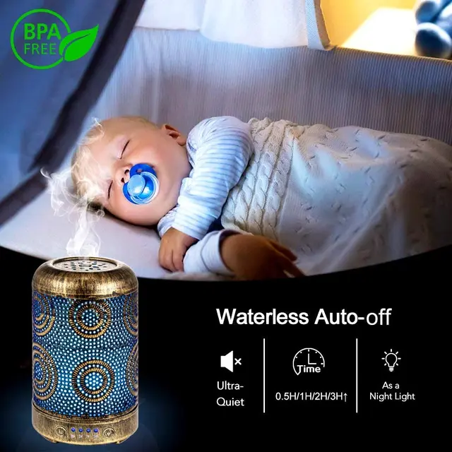 Aroma Diffuser for Essential Oils Metal Vintage 250ML Timed Aromatherapy Oils Diffusers with Waterless Auto Shut-Off Protection 4
