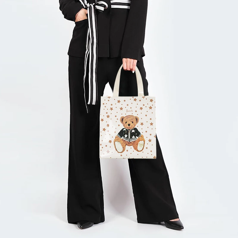 

2022, модная сумка-тоут для ланча, сумка для покупок с цветами, водонепроницаемая сумка, Женская холщовая многоразовая сумка для покупок из ПВХ, Экологически чистая