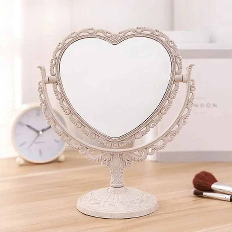 Desktop Makeup Mirror Heart Shape Makeup Vanity Portable Double-side Vanity Mirror Hand Mirror Cosmetic Compact Mirror For Women 6