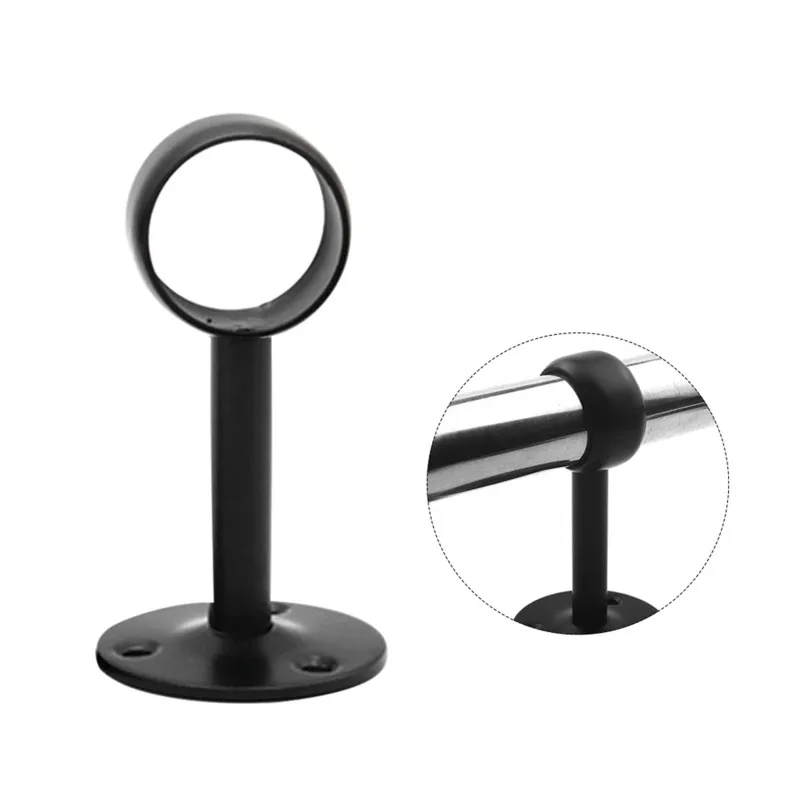 Description Picture 6 of itemStainless Steel Closet Rods Round Tube Support Brackets Flange Base Fixed Drying Hanger Wardrobe Accessories Furniture Hardware