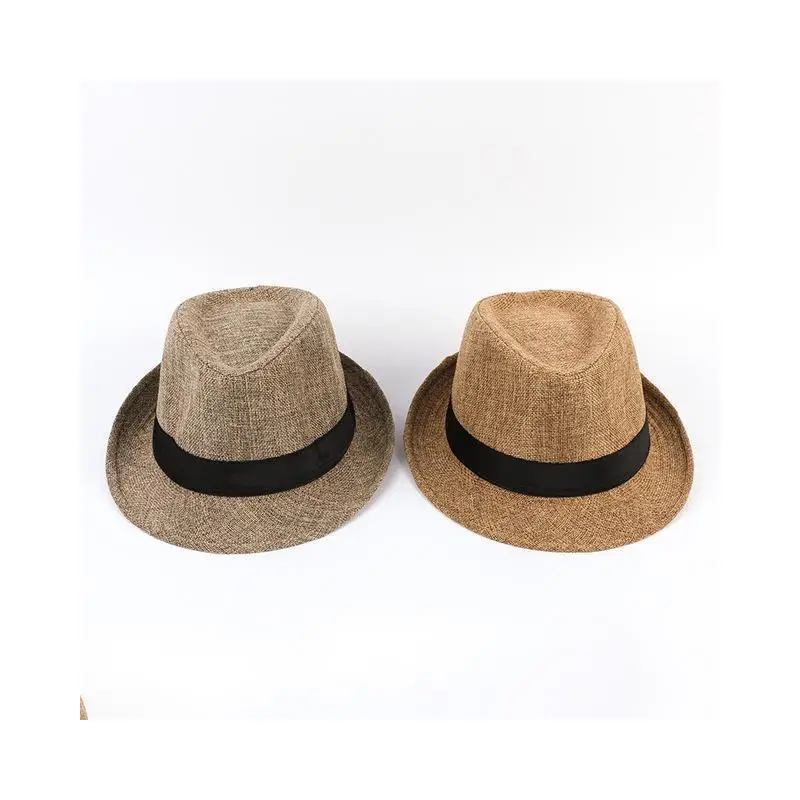 Men's Fashion Top Hat Cotton Linen Solid Jazz Hat Men's English Gentleman Hat Versatile Casual Sunshade Four Seasons Hats Gifts