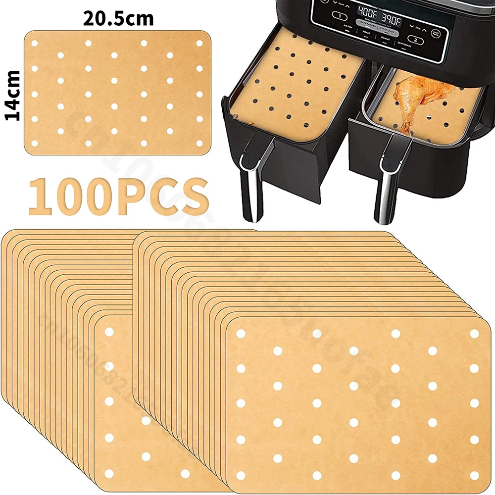 100Pcs Air Fryer Paper for Ninja Disposable Non-Stick Oil-proof Paper Kitchen Baking Micro-wave Barbecue Oven Fryer Papers