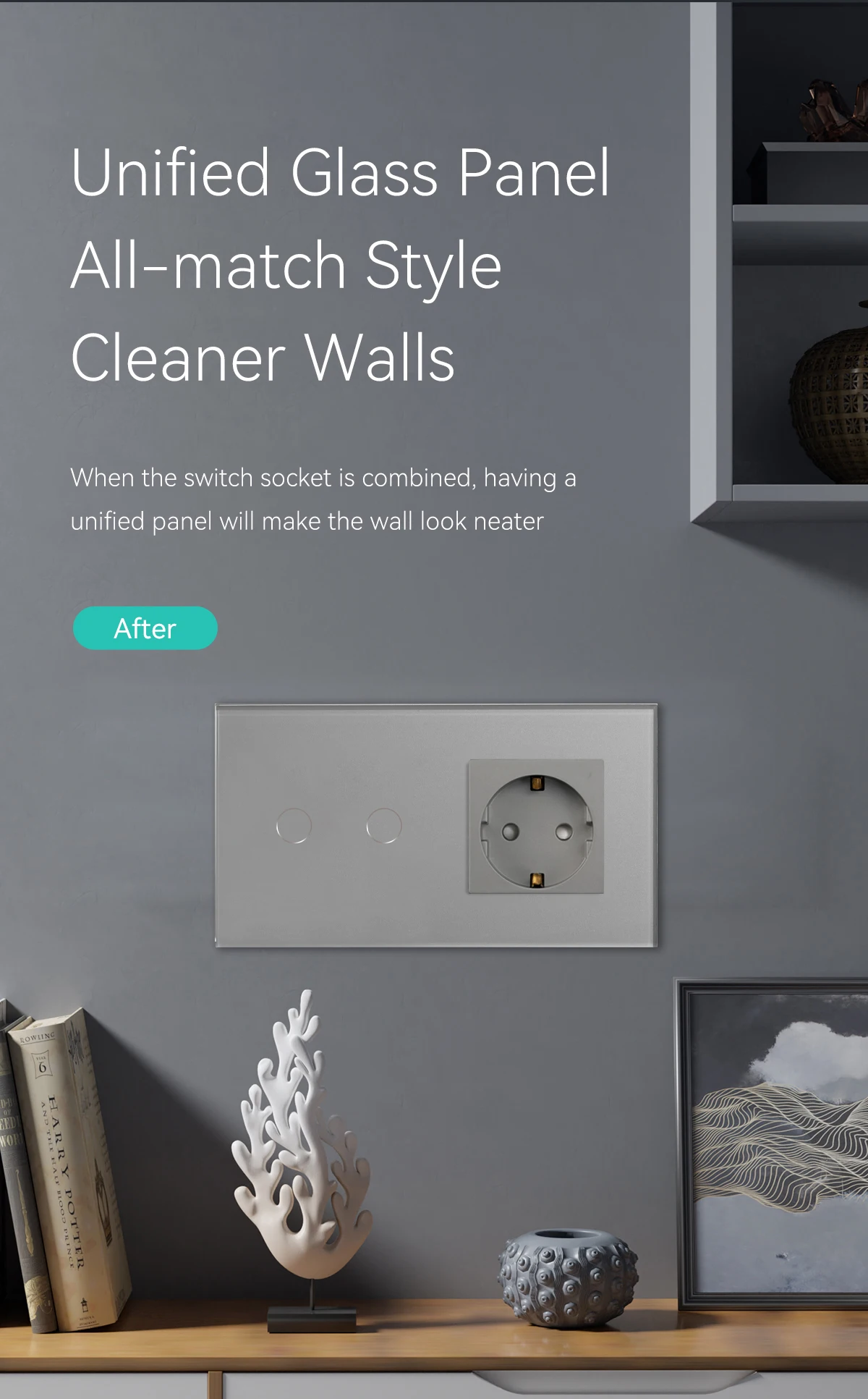 Touch Switch 2Way EU Wall Socket Glass Panel Wall Light Switches Conmutados Sens