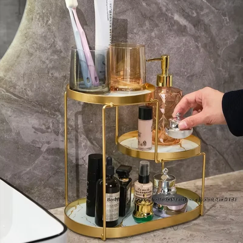 Makeup Organizer Bathroom Storage Shelf Storage Box Makeup Brush Holder Toilet Desktop Cosmetic Storage Shelf Dresser Organizer 6