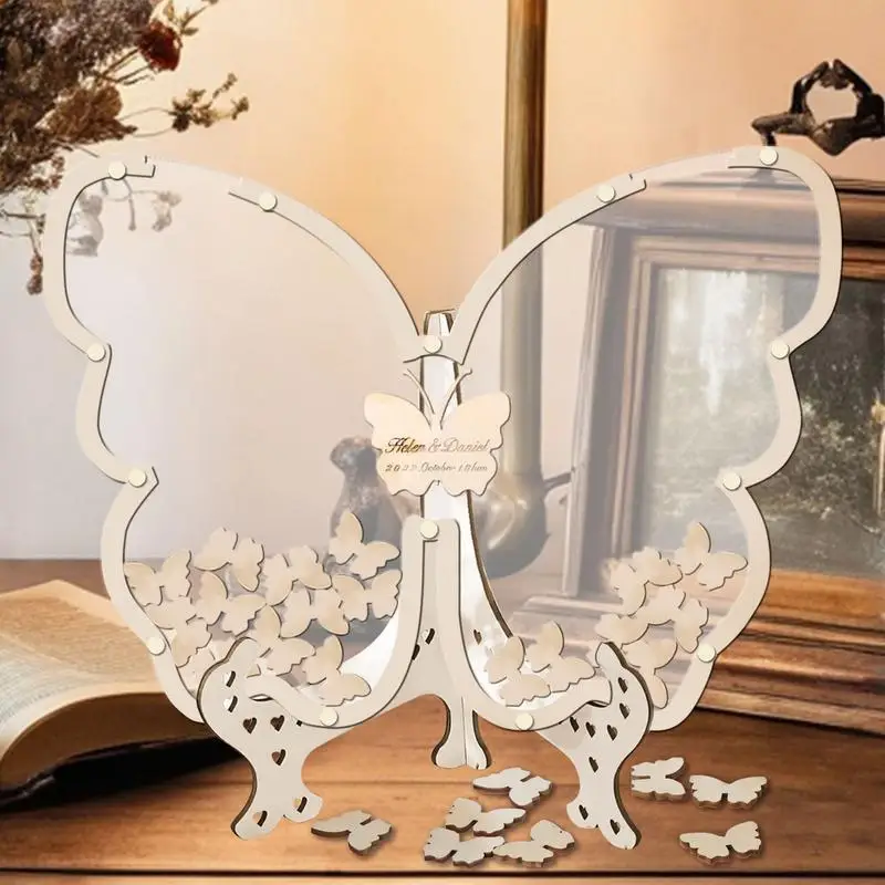 Butterfly Baby Shower Guest Book Wooden Wedding Decorations Ceremony Elegant Guestbook Keepsakes Birthday Graduation wedding guest book