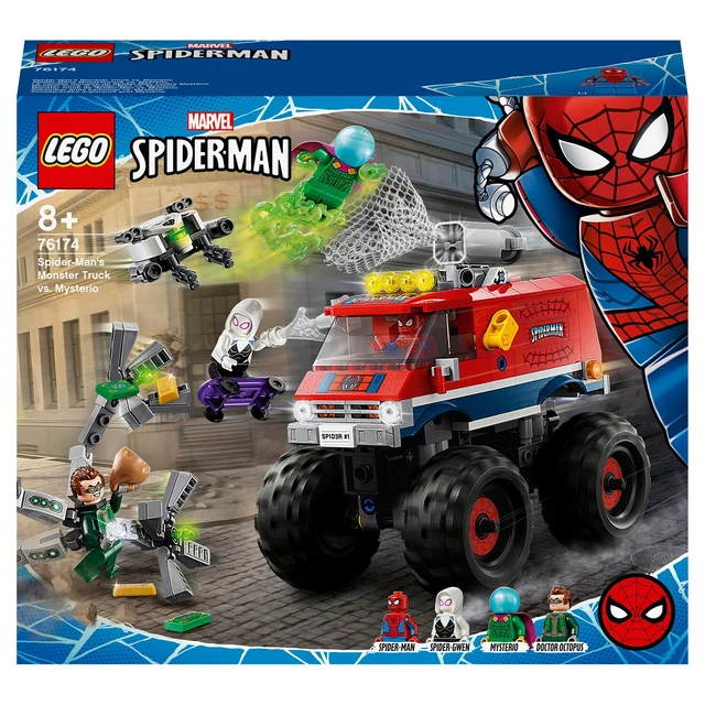  Lego-superhéroes de Marvel  , camión monstruo, Spider-Man, vs, Serie de colección, juguetes de constructor, detalles de modelos originales para adolescentes, niño y niña, regalo para cumpleaños, aventura y juego creativo,