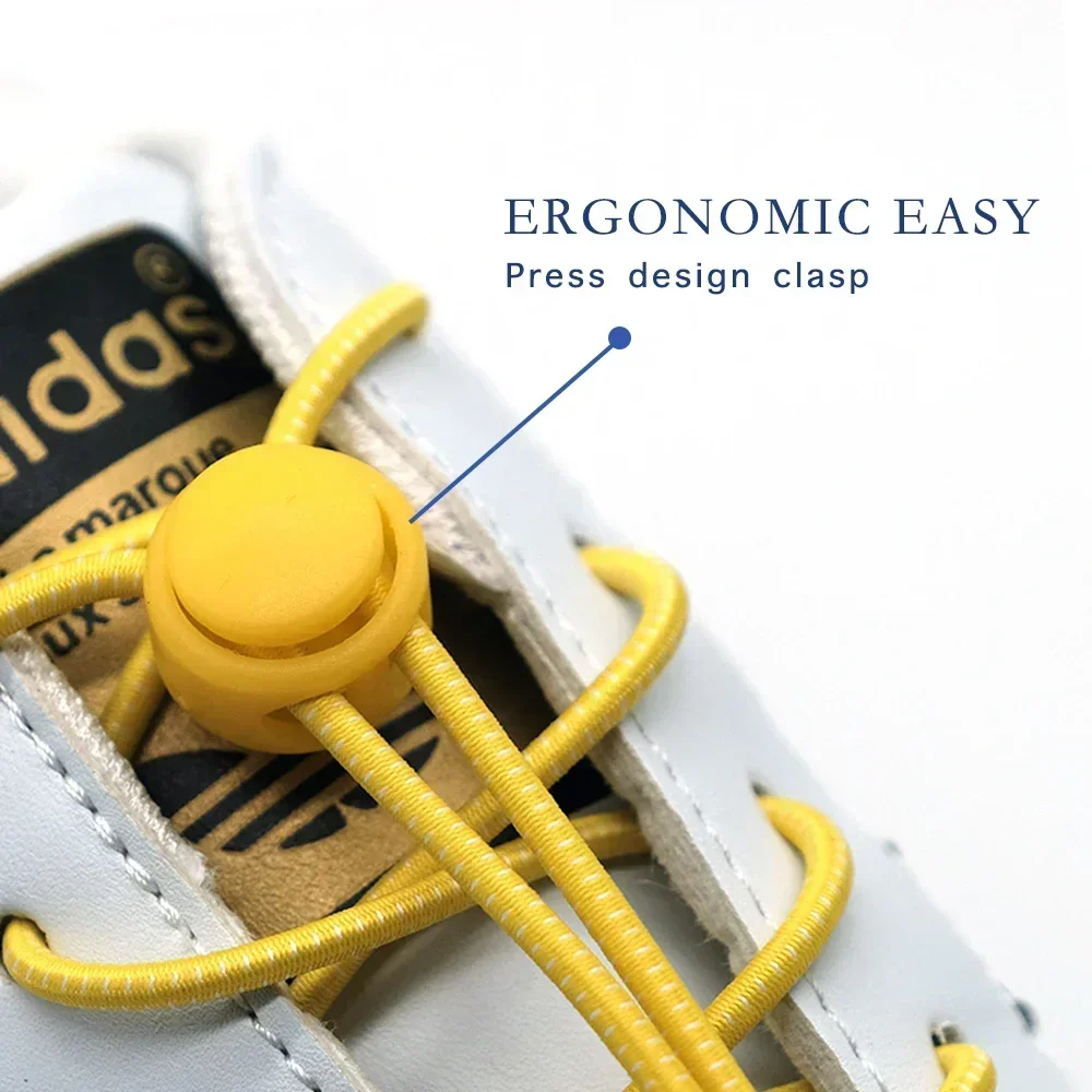 1 쌍의 넥타이 신발 끈 고무 라운드 스프링 잠금 탄성 운동화 신발 끈 끈 액세서리 어린이에게 적합 성인 게으른