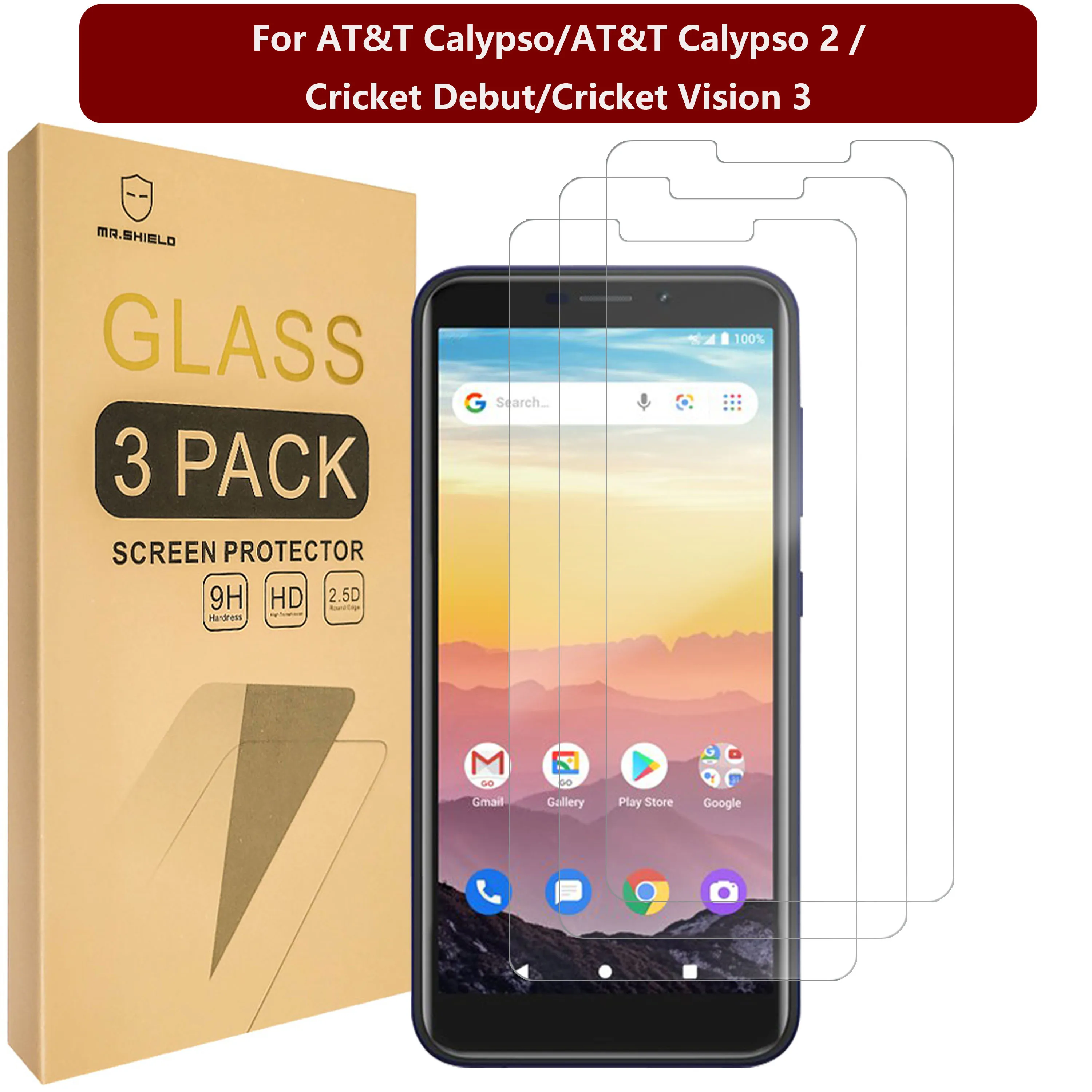 

Mr.Shield [3-Pack] Designed For AT&T Calypso/AT&T Calypso 2 / Cricket Debut/Cricket Vision 3 [Tempered Glass]