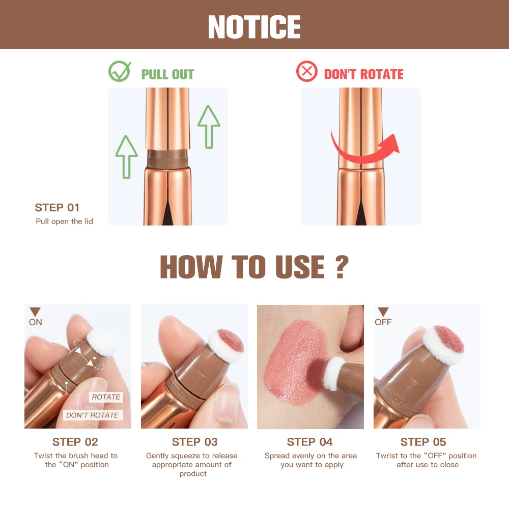 Cream Bronzer Contour Blusher Beauty Wand Highlighter Blush With Cushion Liquid Face Bronzer Wand Stick Applicator Makeup