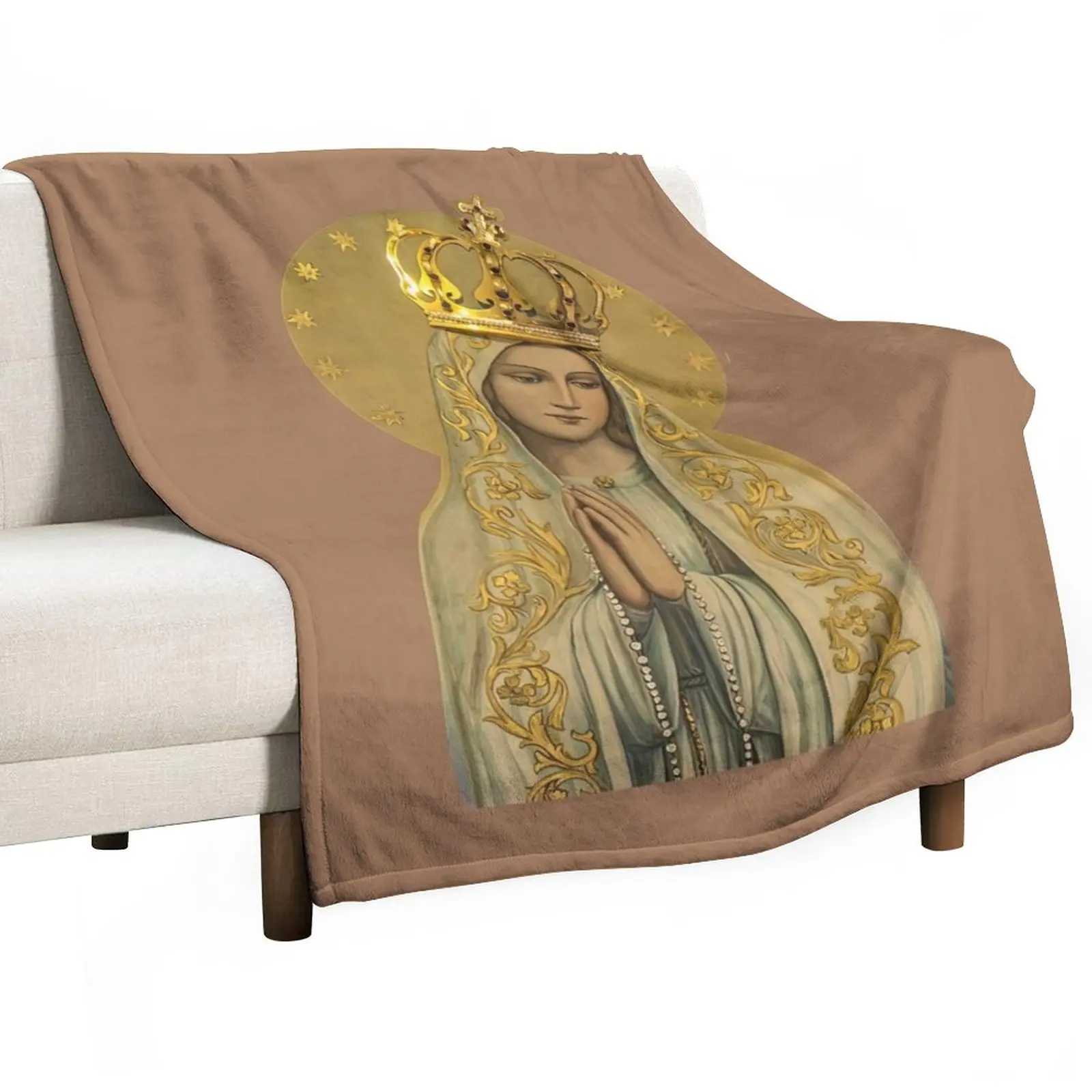 

Our Lady of Rosary Throw Blanket Fluffy Shaggy halloween Cute Plaid Blankets