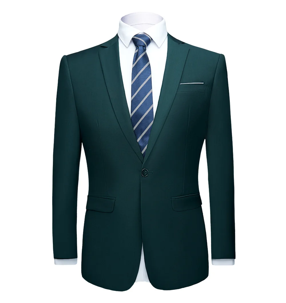 Green Men's Suit Jacket,Single Button V-Neck Coats,Suitable for Wedding/Party/Business/Work/Interview/Casual,Asian Size M-6XL