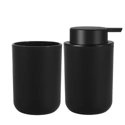 Enhanced Foam Soap Dispenser with Refillable Bottle and Mouthwash Cup (Black)