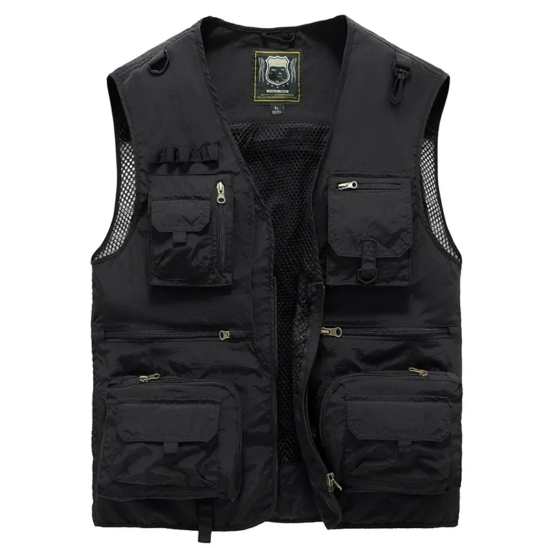 Summer Unloading New Men's US Tactical Hiking Fishing Vest Photographer Waistcoat Mesh Cargo Sleeveless Jacket Tools Pocket 5XL