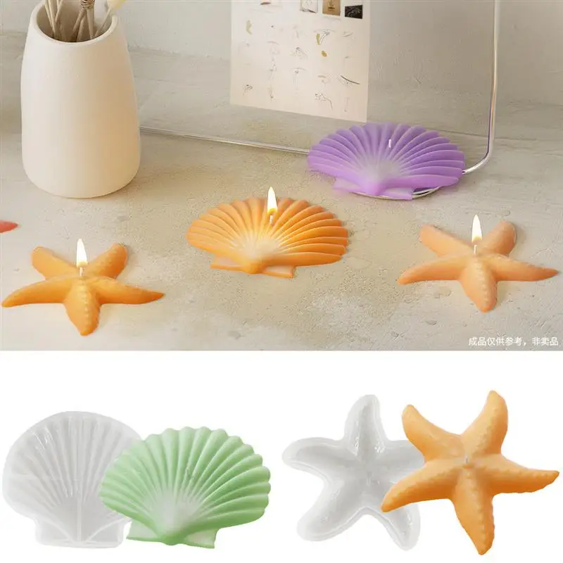 Description Picture 4 of itemShell Starfish Shaped Candle Silicone Mold Fan-Shaped Shell Scented Candle Plaster Making Mould Epoxy Resin Molds Home Decor