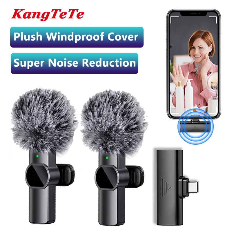 휴대폰 소음 감소용 무선 라발리에 마이크 iPhone Type C Mic용 휴대용..