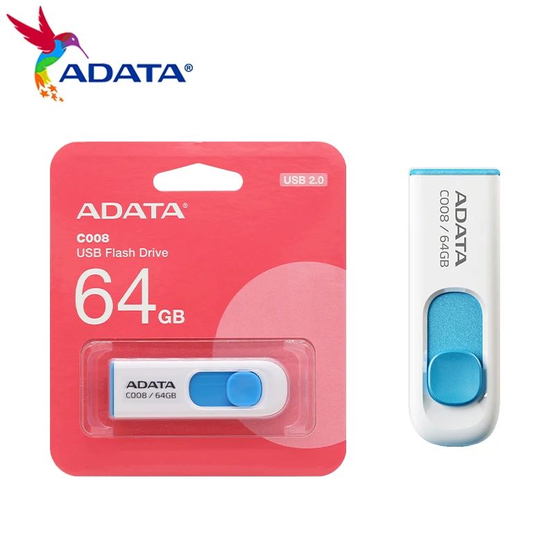 Usb flash drive ADATA C008 capless sliding 16GB 32GB 64GB USB2.0 for computer