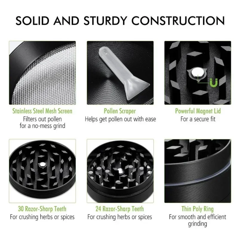 Herb Grinder 1.6in Zinc Alloy 4-Layer Manual Tobacco Spice Mortar Cigarette Herbal Grinder Smoking Accessories Kitchen Tool