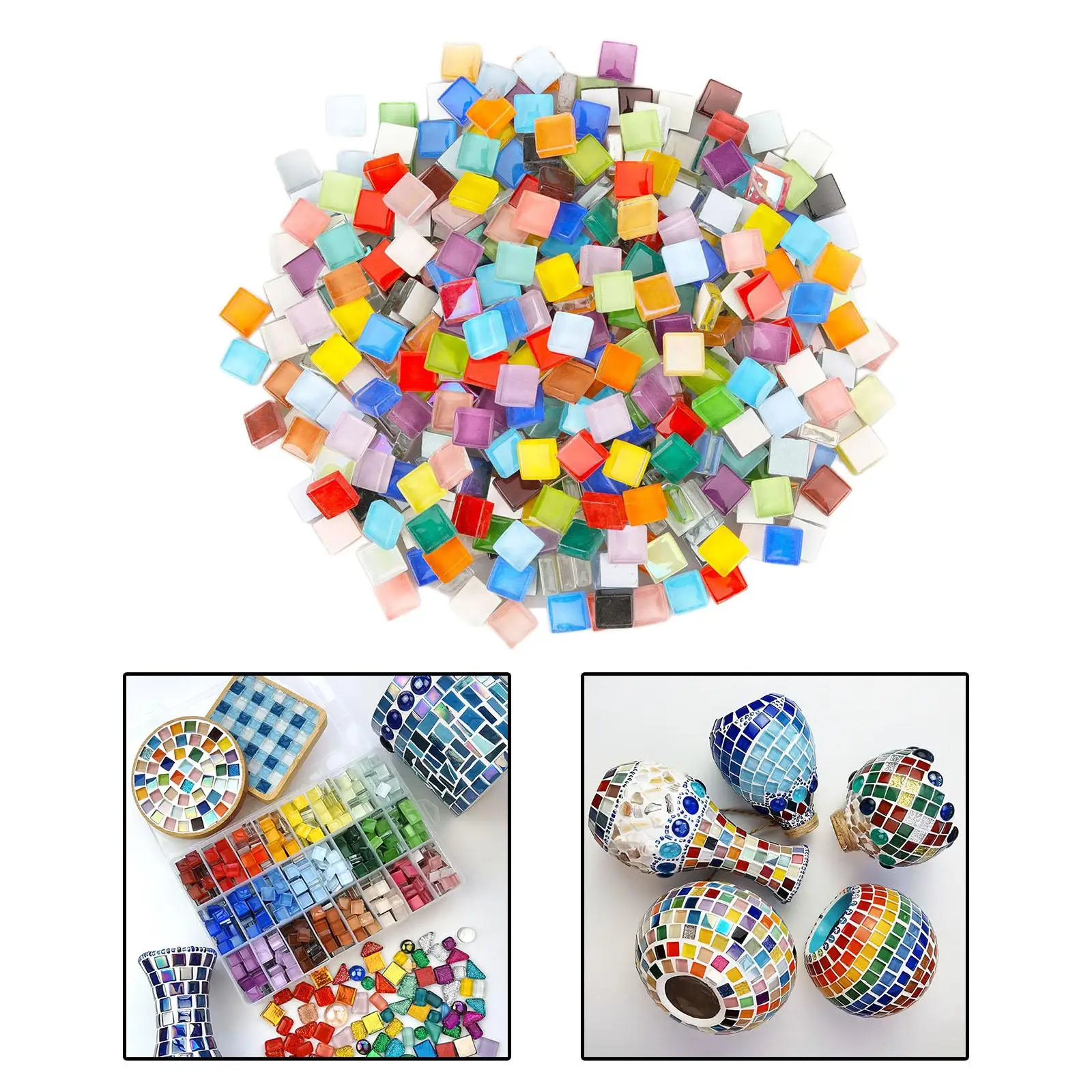 1000G Mixed Tiles Glitter Assorted Mix 1kg DIY Material Gifts 10x10x4mm for Kitchen Handmade Craft Hobbies Artwork Home Decor