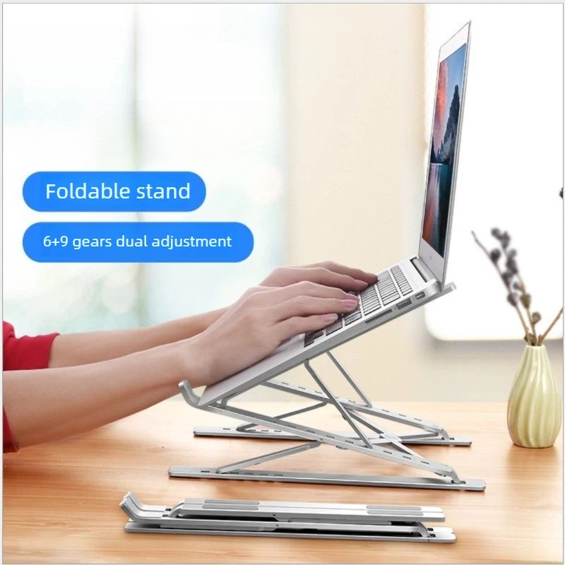 접이식 알루미늄 노트북 스탠드 높이 조절 가능 인체공학적 홀더 (맥북, 델, HP, 아수스, 사무실, 가정, 여행용)