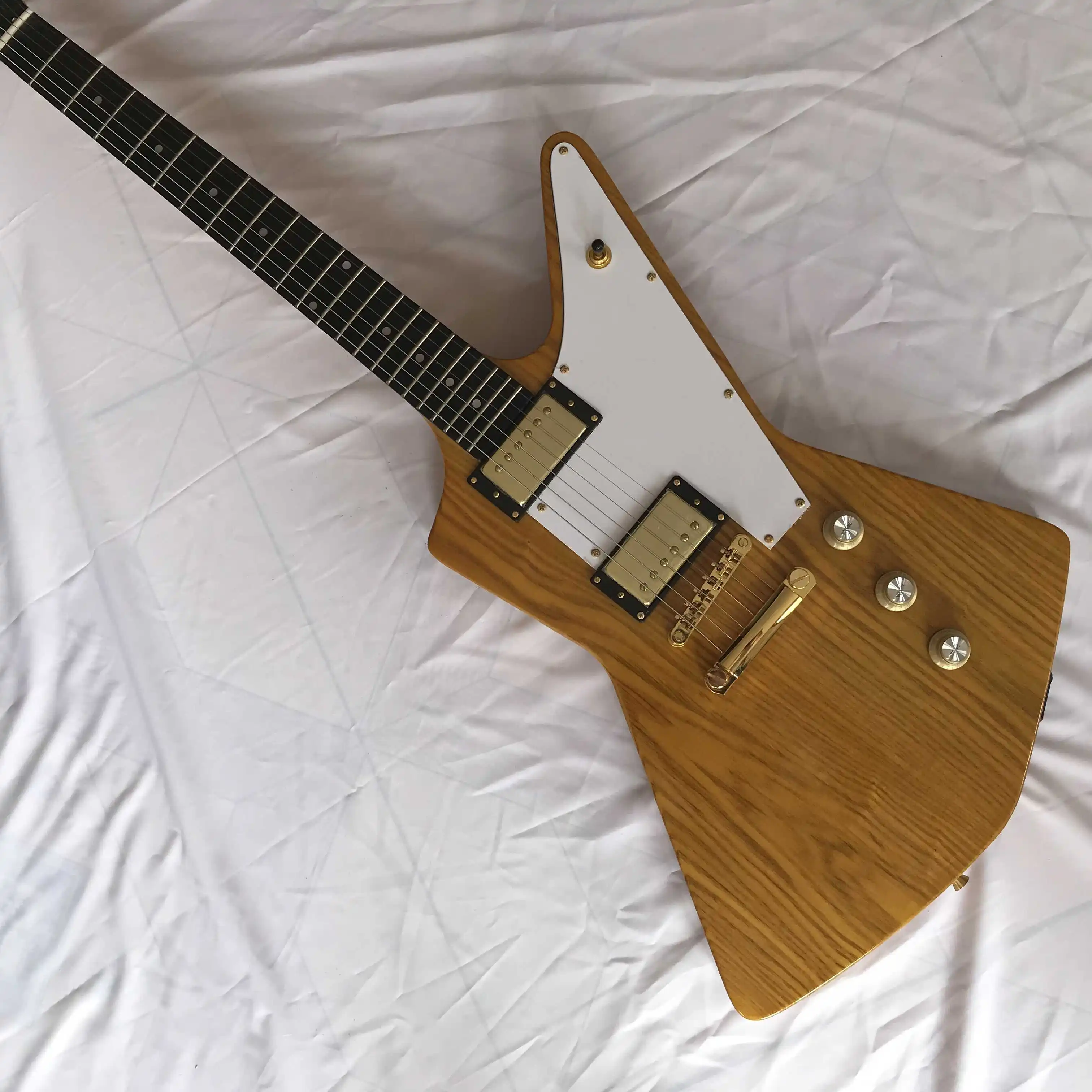 

Free shipping,Light yellow, white, fashionable pattern , special-shaped, unique, electric guitar,2022 new pop, high-end custom,